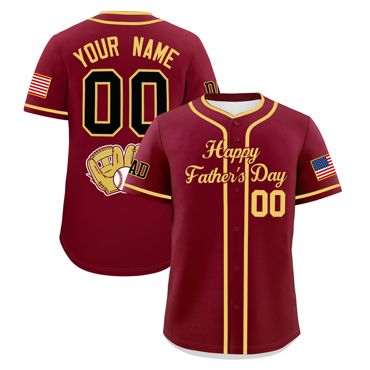 Custom Crimson Khaki Classic Style Father's Day Quick Dry Baseball Jersey| KXKSHOP