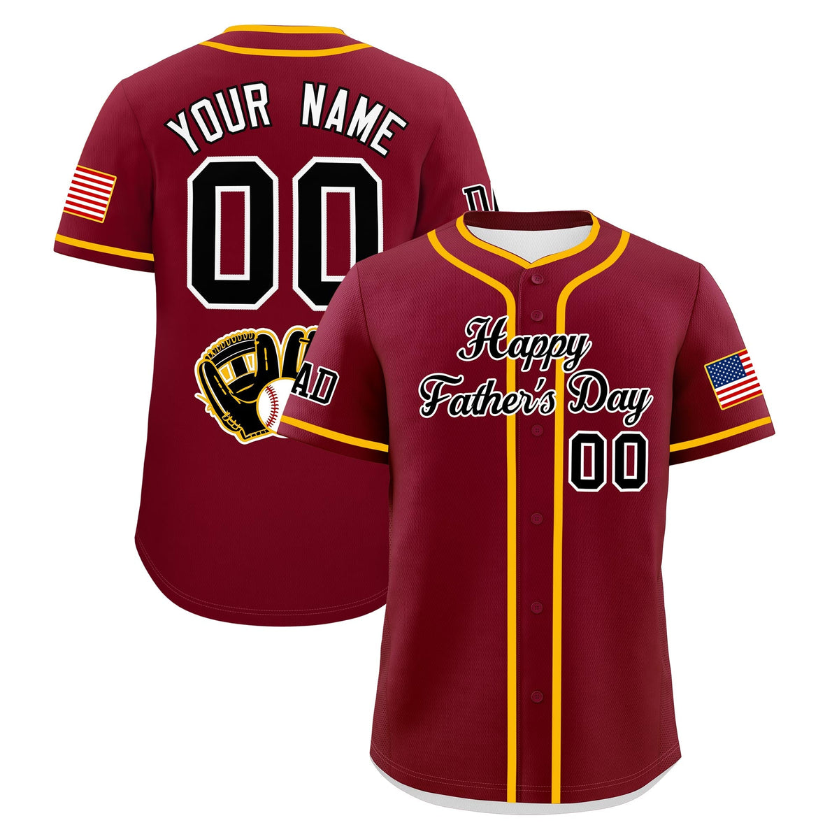Custom Crimson Black White Classic Style Father's Day Quick Dry Baseball Jersey| KXKSHOP
