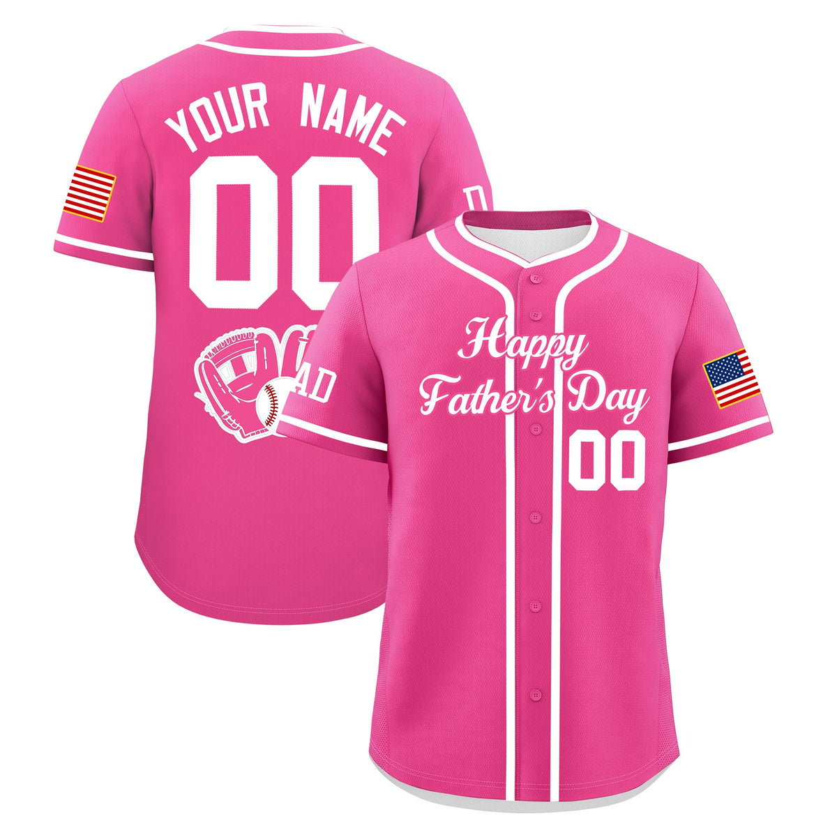 Custom Pink White Classic Style Father's Day Quick Dry Baseball Jersey| KXKSHOP