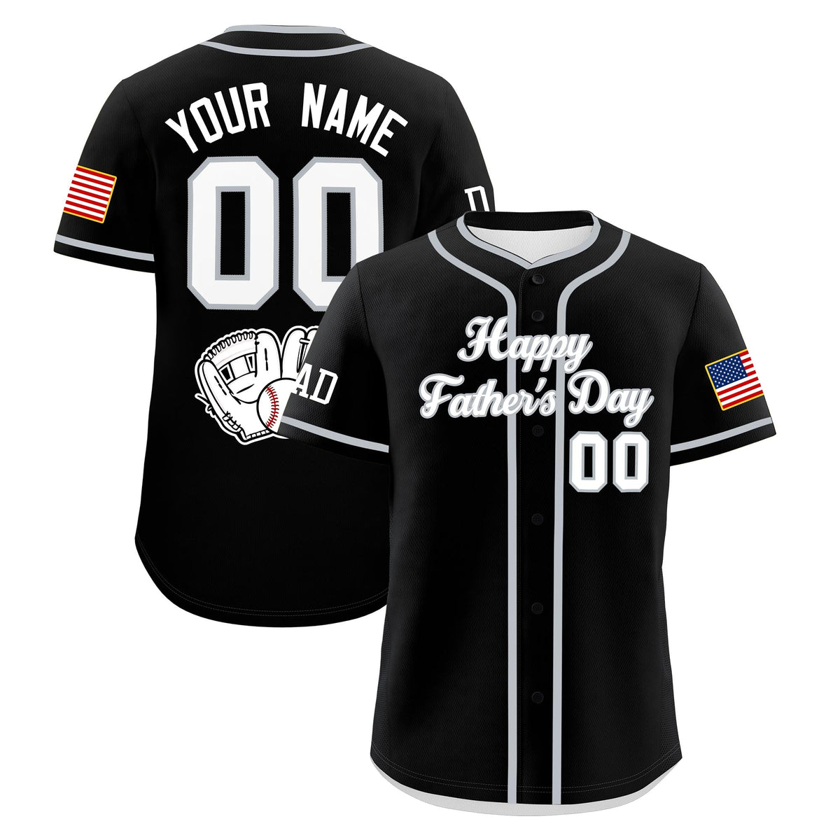 Custom Black White Gray Classic Style Father's Day Quick Dry Baseball Jersey| KXKSHOP