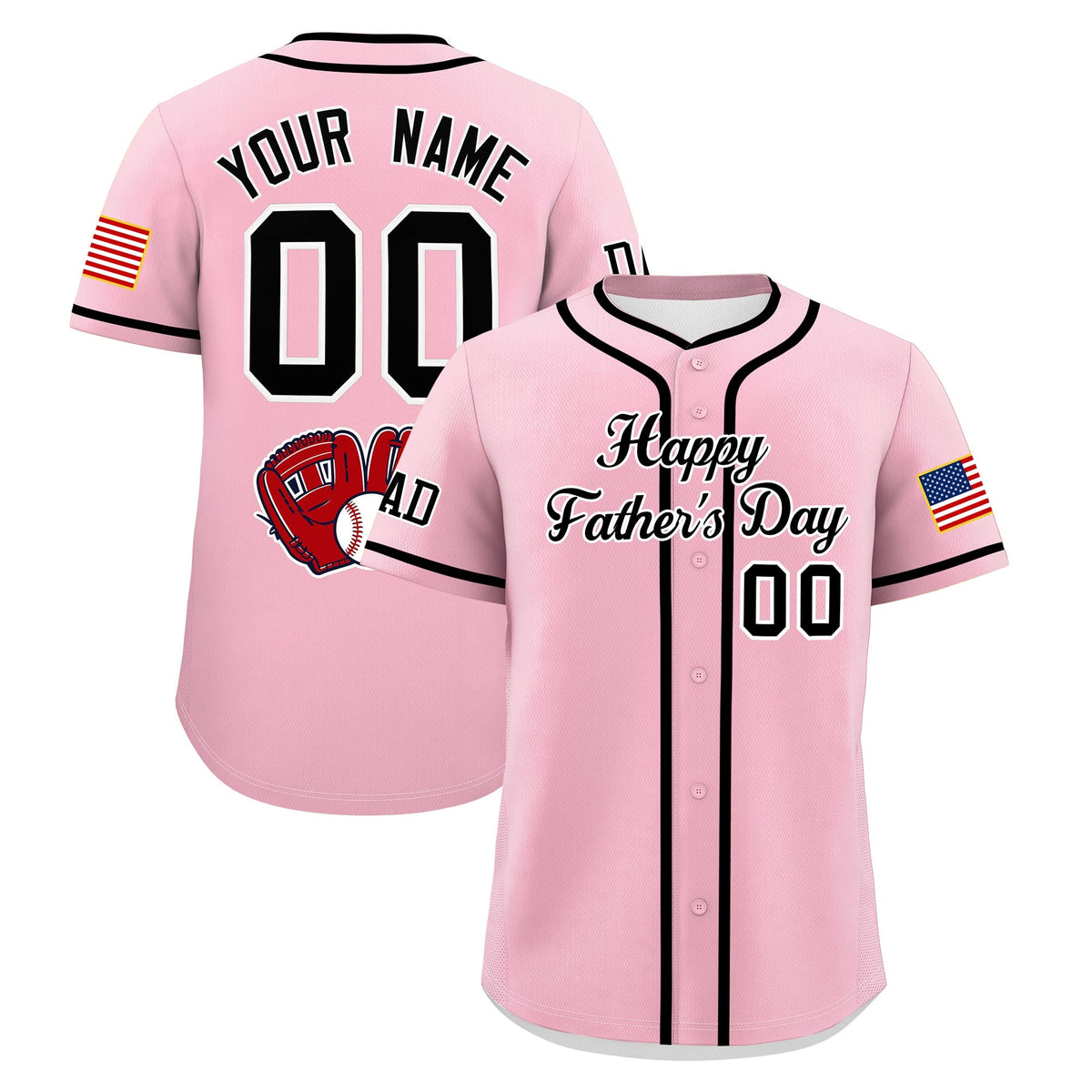 Custom Light Pink Black White Classic Style Father's Day Quick Dry Baseball Jersey| KXKSHOP