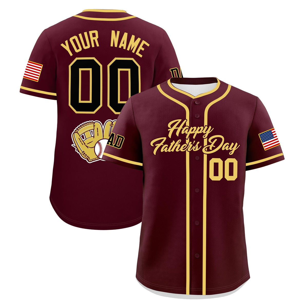 Custom Crimson Khaki Classic Style Father's Day Quick Dry Baseball Jersey| KXKSHOP