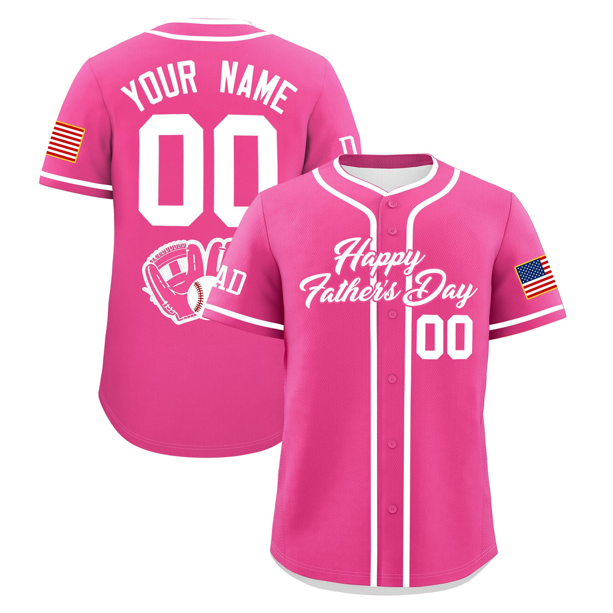 Custom Pink White Classic Style Father's Day Quick Dry Baseball Jersey| KXKSHOP