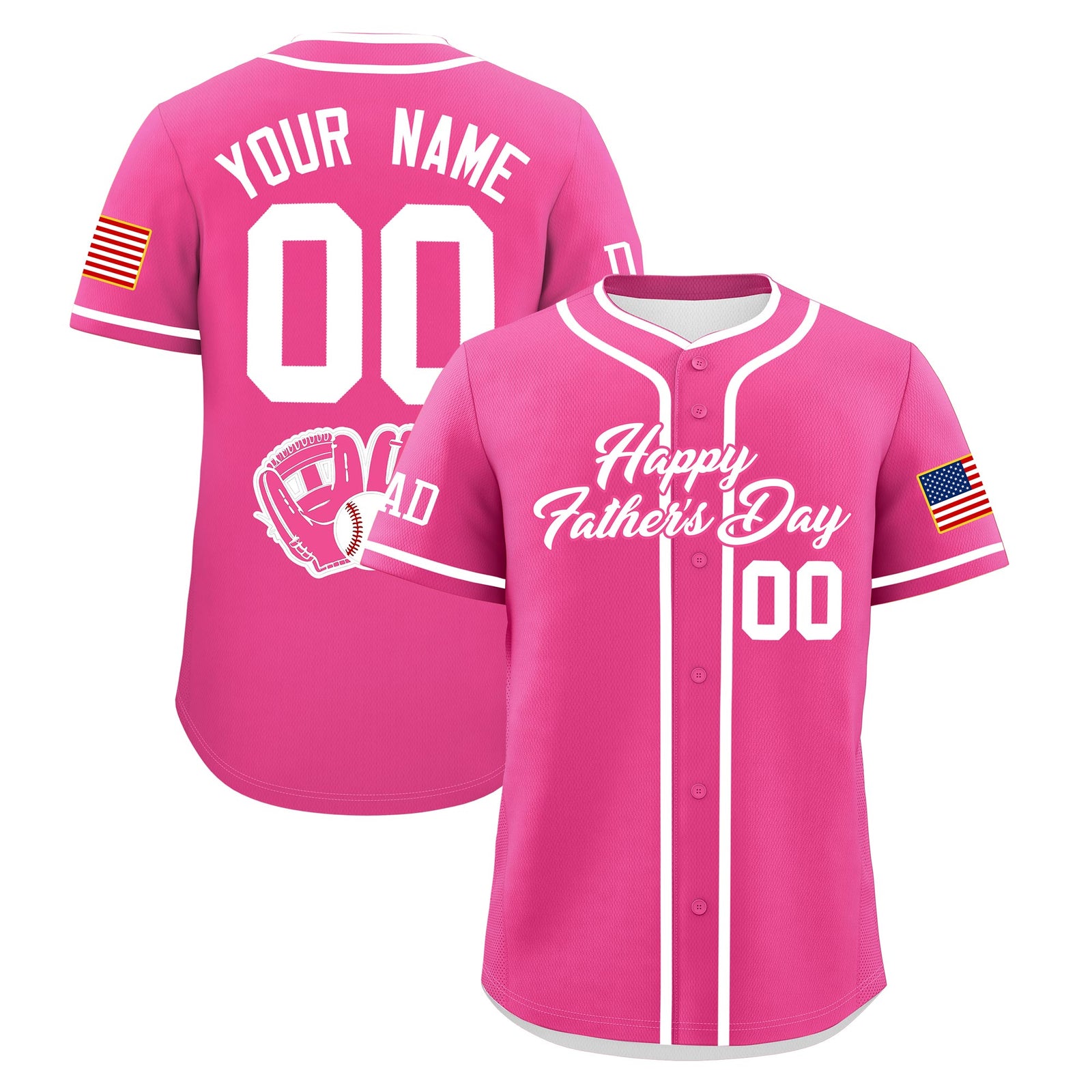 Custom Pink White Classic Style Father's Day Quick Dry Baseball Jersey| KXKSHOP