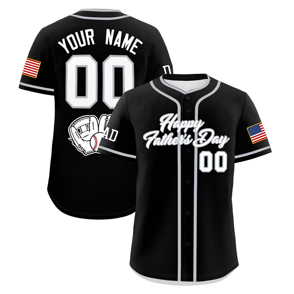 Custom Black White Gray Classic Style Father's Day Quick Dry Baseball Jersey| KXKSHOP