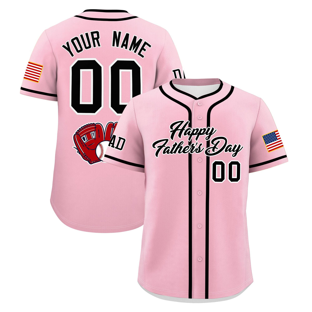 Custom Light Pink Black White Classic Style Father's Day Quick Dry Baseball Jersey| KXKSHOP