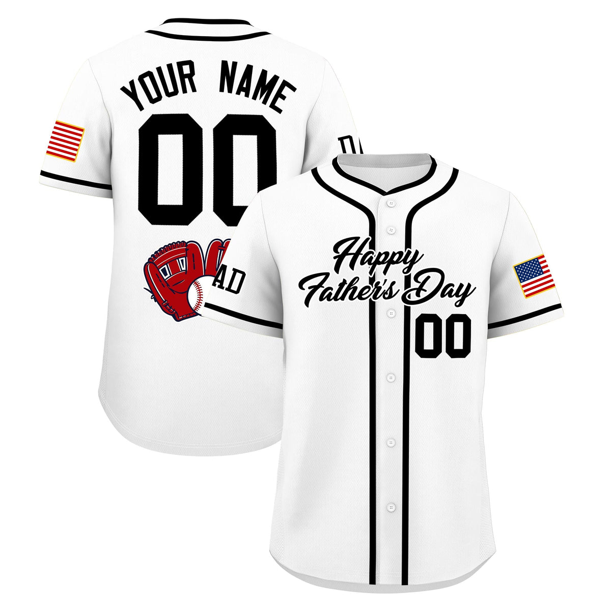 Custom White Black Classic Style Father's Day Quick Dry Baseball Jersey| KXKSHOP