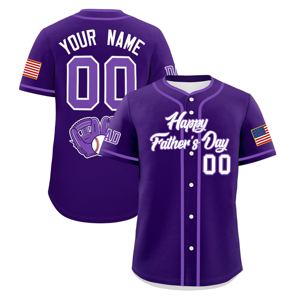 Custom Purple White Classic Style Father's Day Quick Dry Baseball Jersey| KXKSHOP