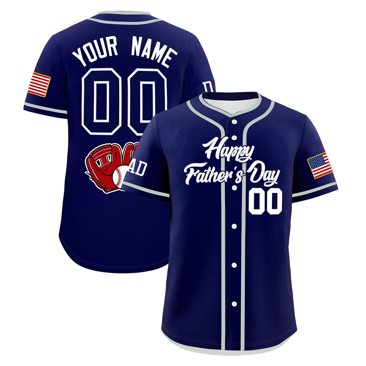 Custom Dark Blue White Classic Style Father's Day Quick Dry Baseball Jersey| KXKSHOP