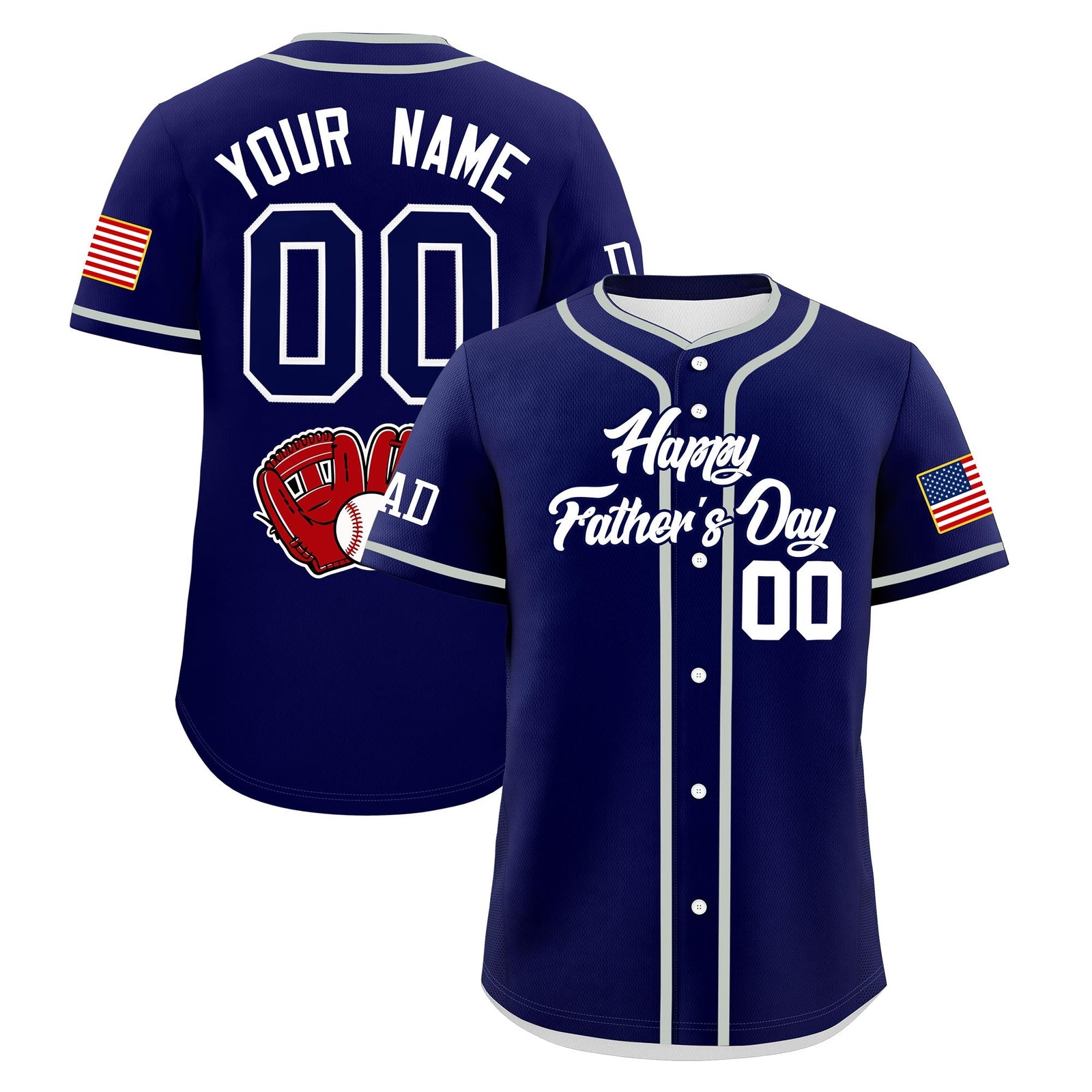 Custom Dark Blue White Classic Style Father's Day Quick Dry Baseball Jersey| KXKSHOP