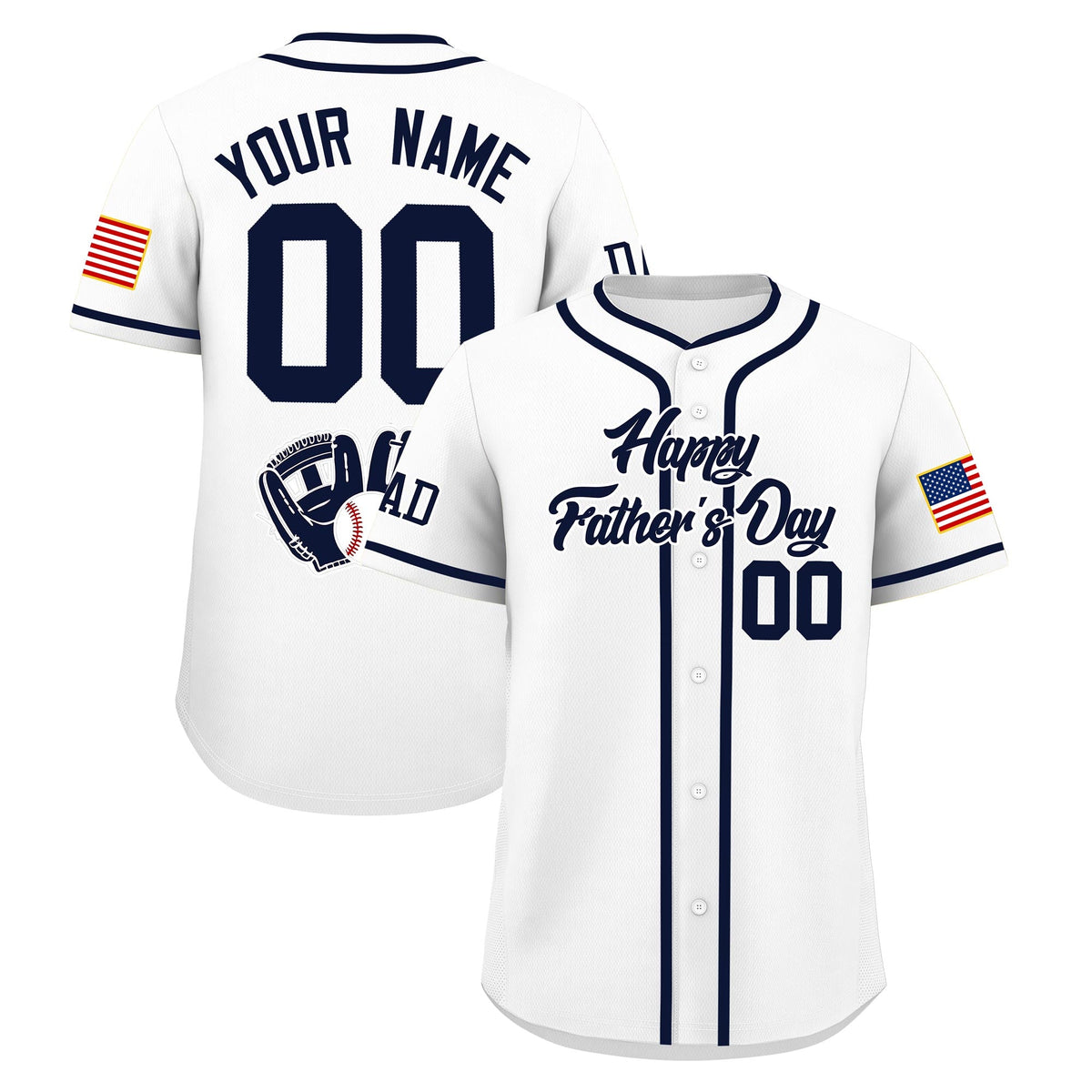 Custom White Navy Classic Style Father's Day Quick Dry Baseball Jersey| KXKSHOP