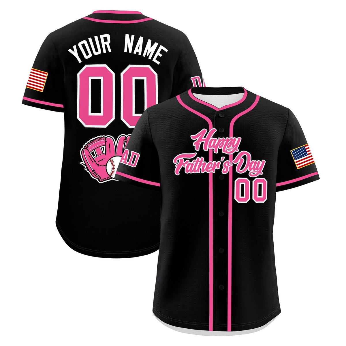 Custom Black Pink White Classic Style Father's Day Quick Dry Baseball Jersey| KXKSHOP