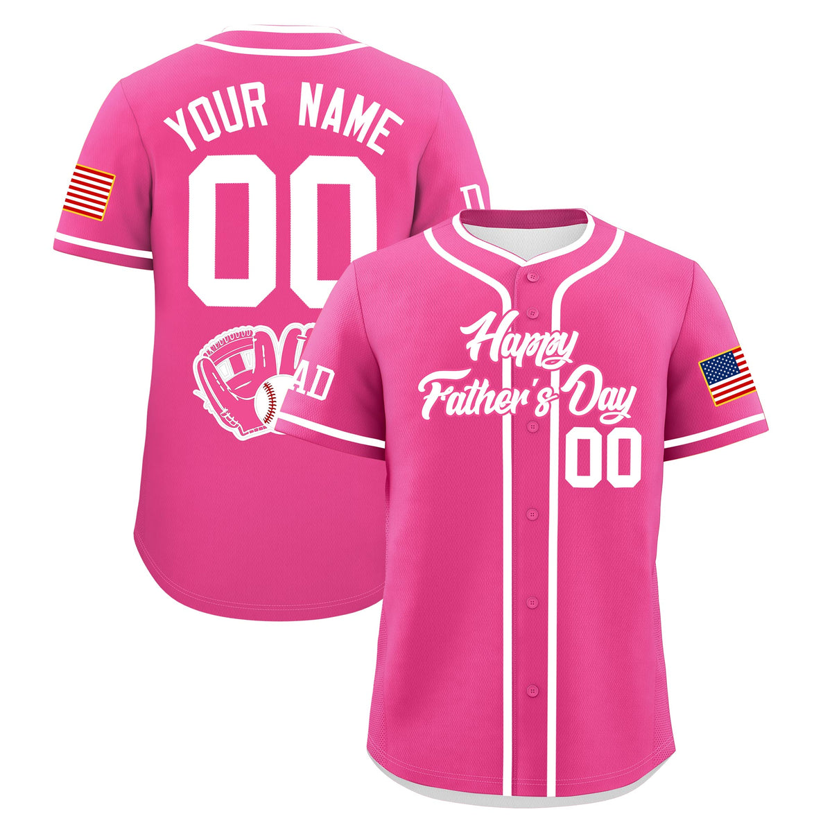 Custom Pink White Classic Style Father's Day Quick Dry Baseball Jersey| KXKSHOP