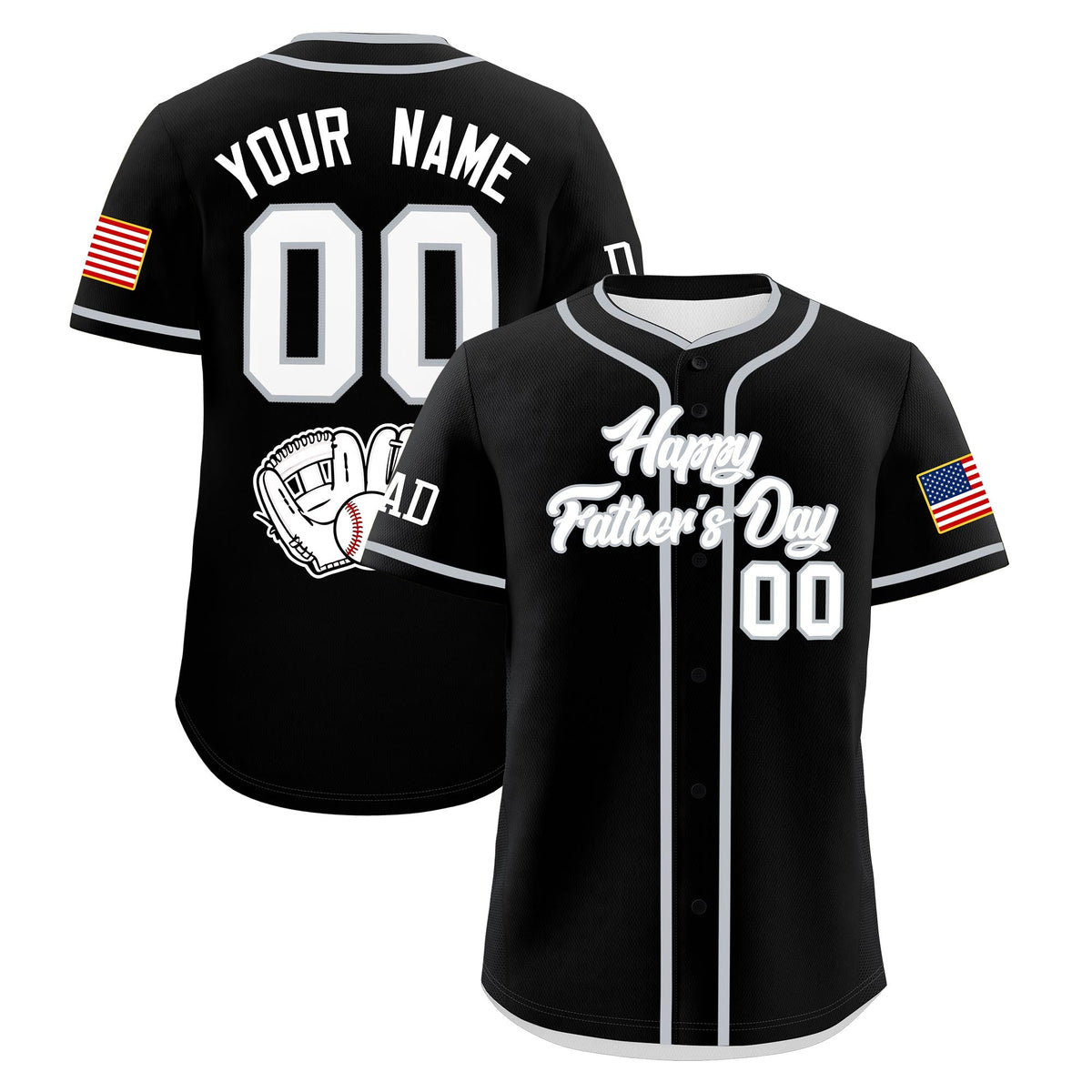 Custom Black White Gray Classic Style Father's Day Quick Dry Baseball Jersey| KXKSHOP