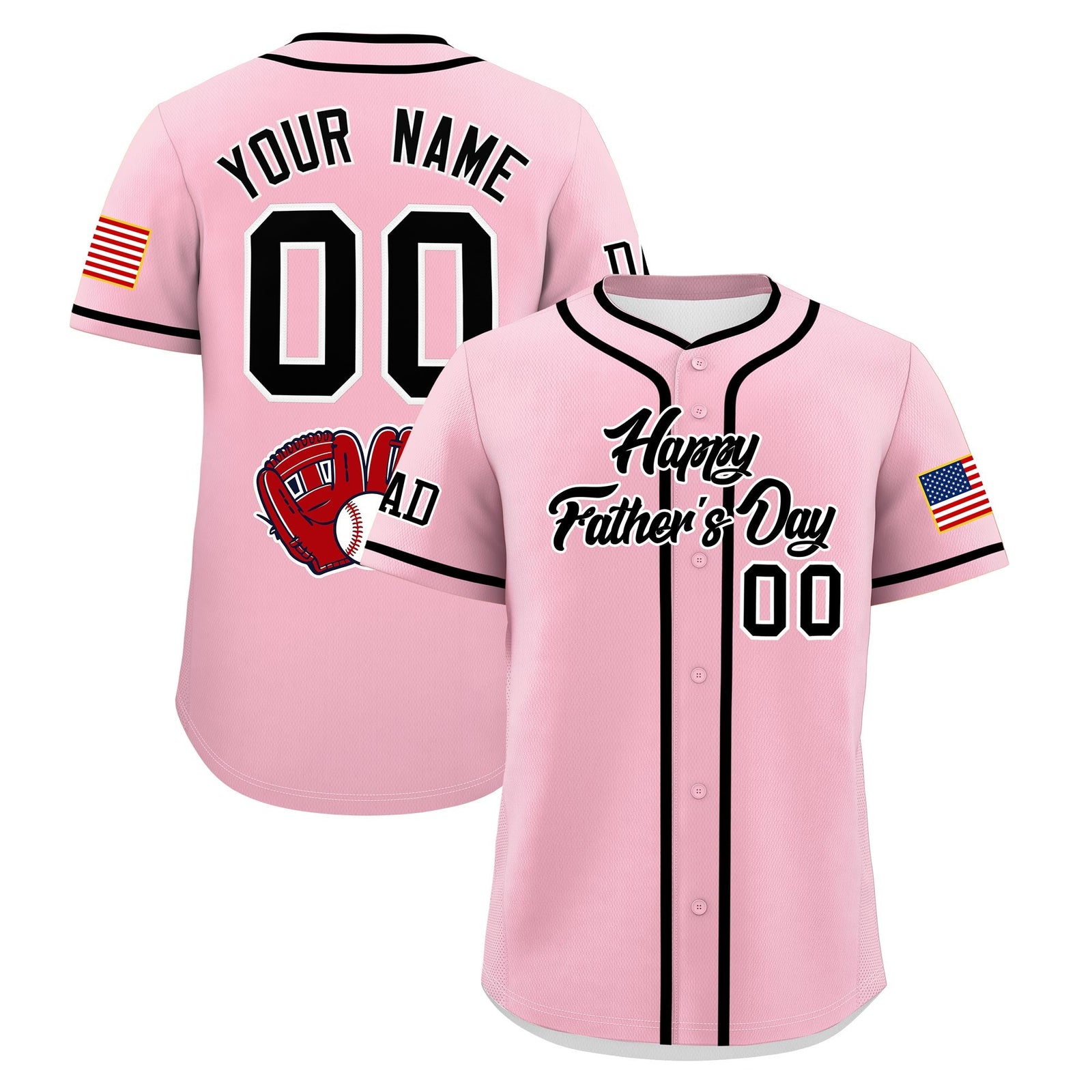 Custom Light Pink Black White Classic Style Father's Day Quick Dry Baseball Jersey| KXKSHOP