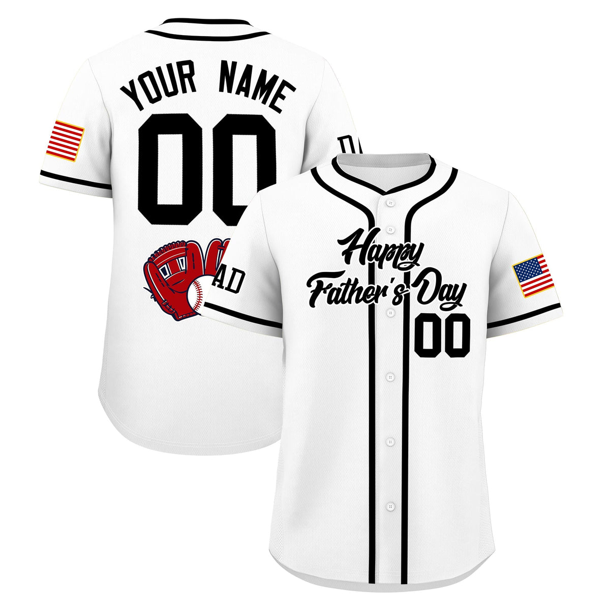 Custom White Black Classic Style Father's Day Quick Dry Baseball Jersey| KXKSHOP