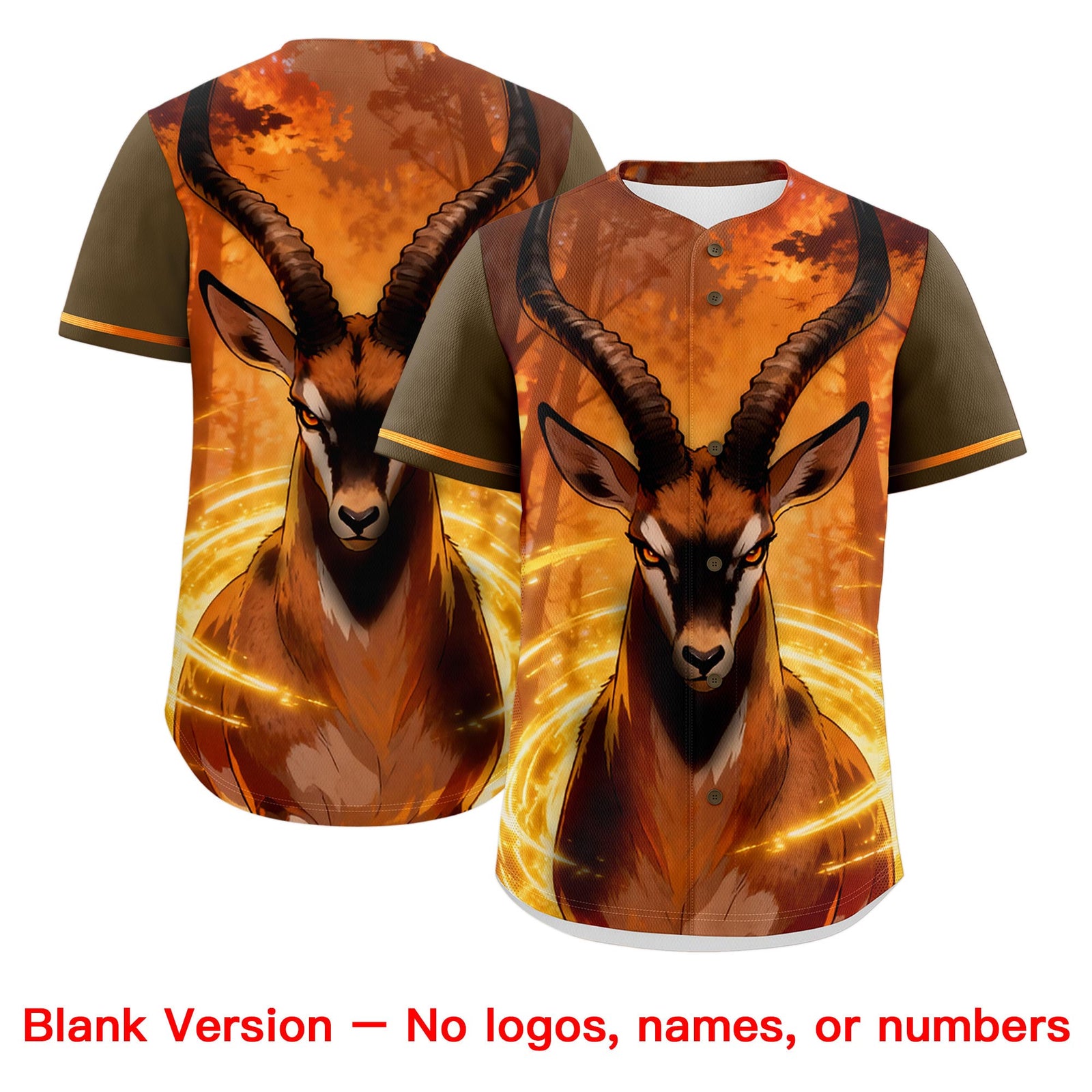 Custom Light Brown Orange White Deer Animal Series Personalization Graffiti Pattern Baseball Jersey| KXKSHOP