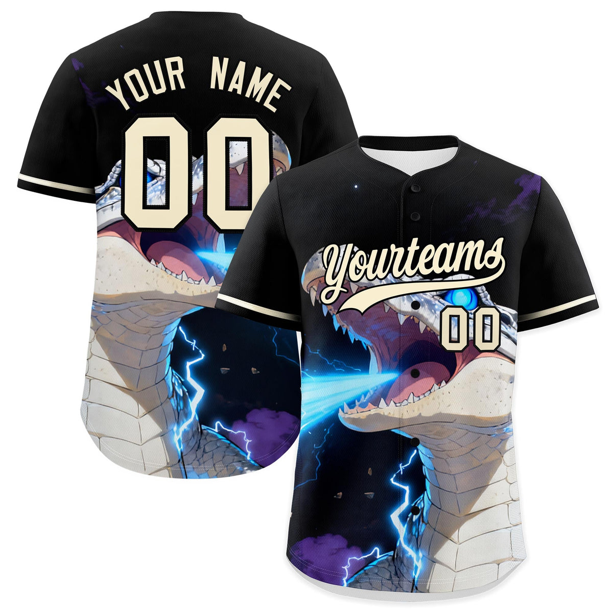 Custom Black Cream Animal Series Personalization Graffiti Pattern Baseball Jersey| KXKSHOP