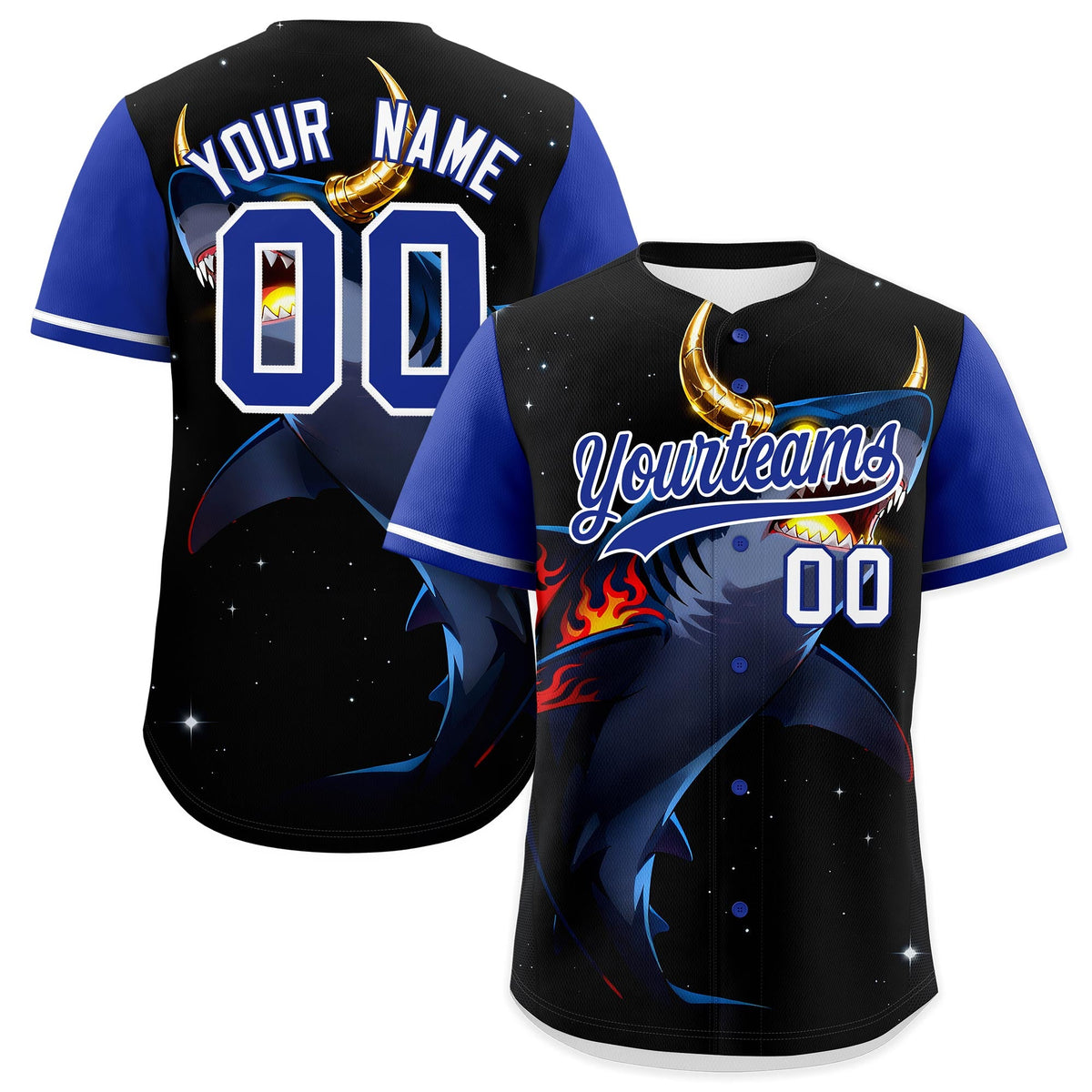 Custom Royal Blue White Animal Series Personalization Graffiti Pattern Baseball Jersey| KXKSHOP