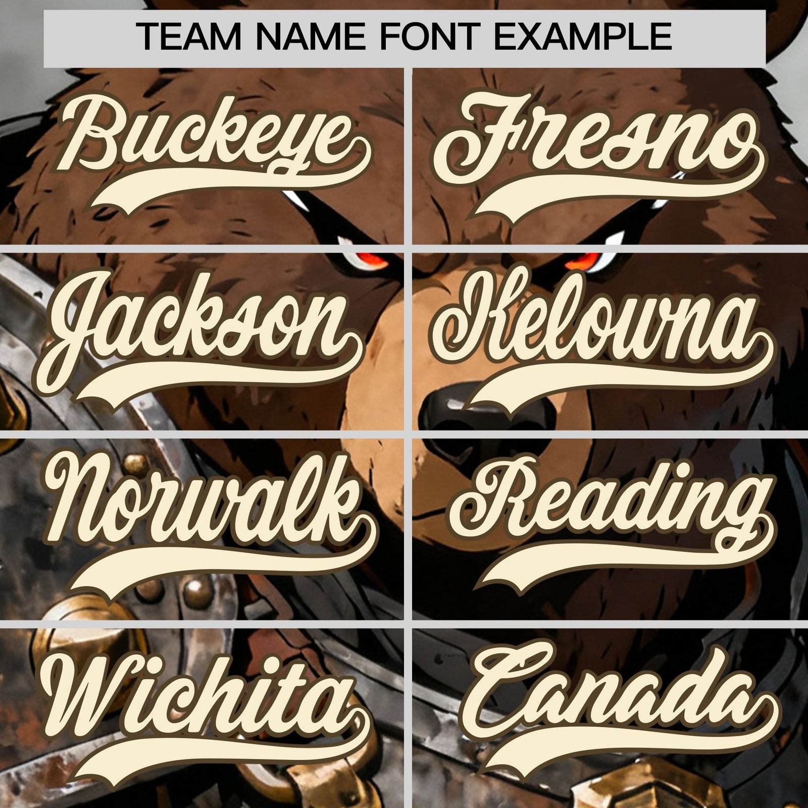 Custom Light Brown Cream Bear Animal Series Personalization Graffiti Pattern Baseball Jersey| KXKSHOP