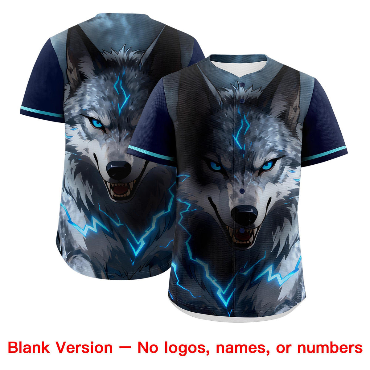 Custom Dark Blue Gray White Wolf Animal Series Personalization Graffiti Pattern Baseball Jersey| KXKSHOP