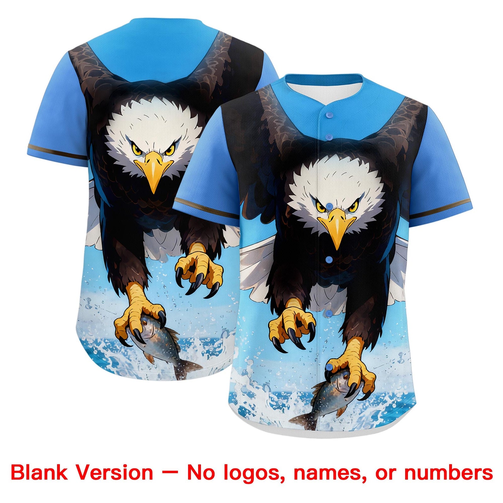 Custom Powder Blue Yellow White Eagle Animal Series Personalization Graffiti Pattern Baseball Jersey| KXKSHOP