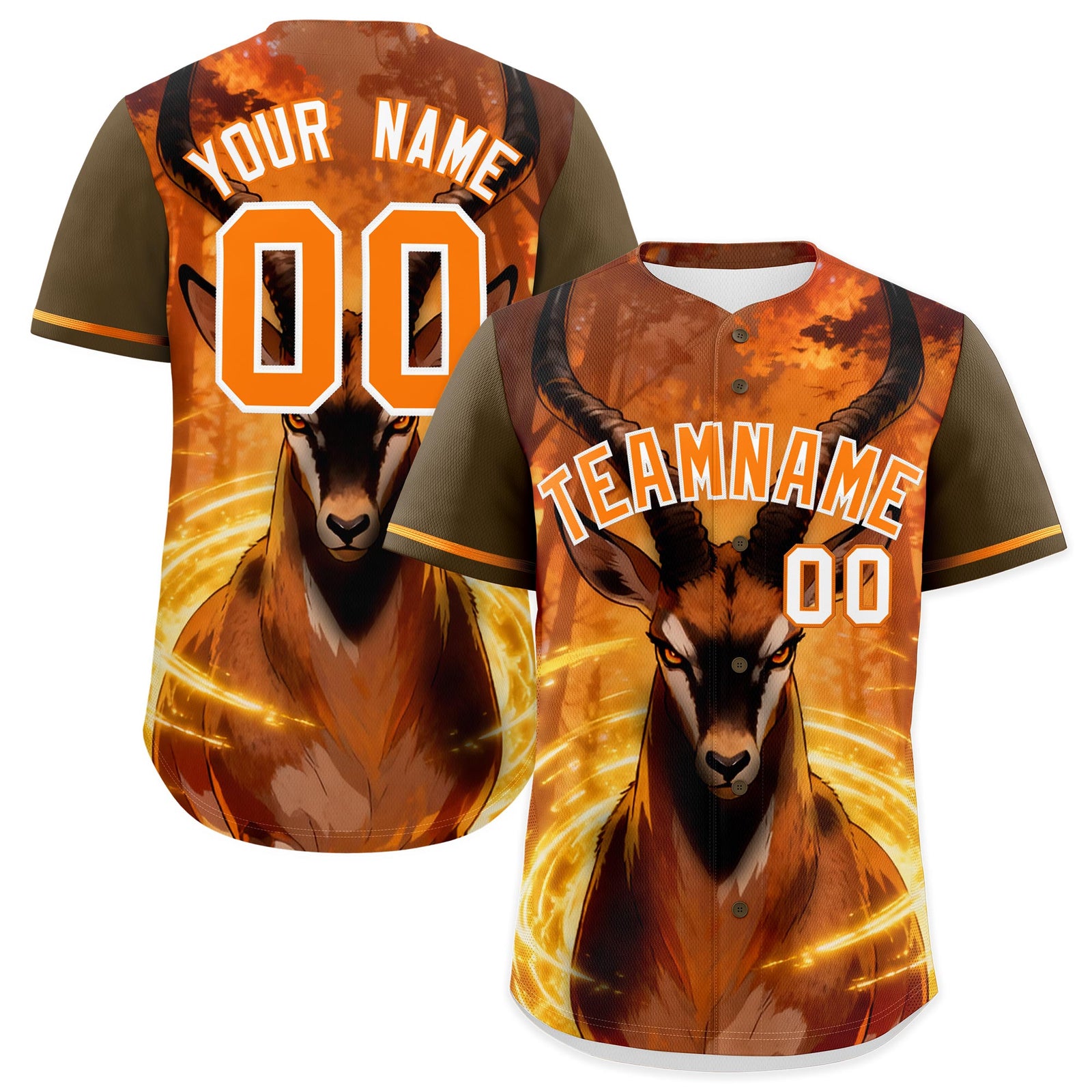 Custom Light Brown Orange White Deer Animal Series Personalization Graffiti Pattern Baseball Jersey| KXKSHOP