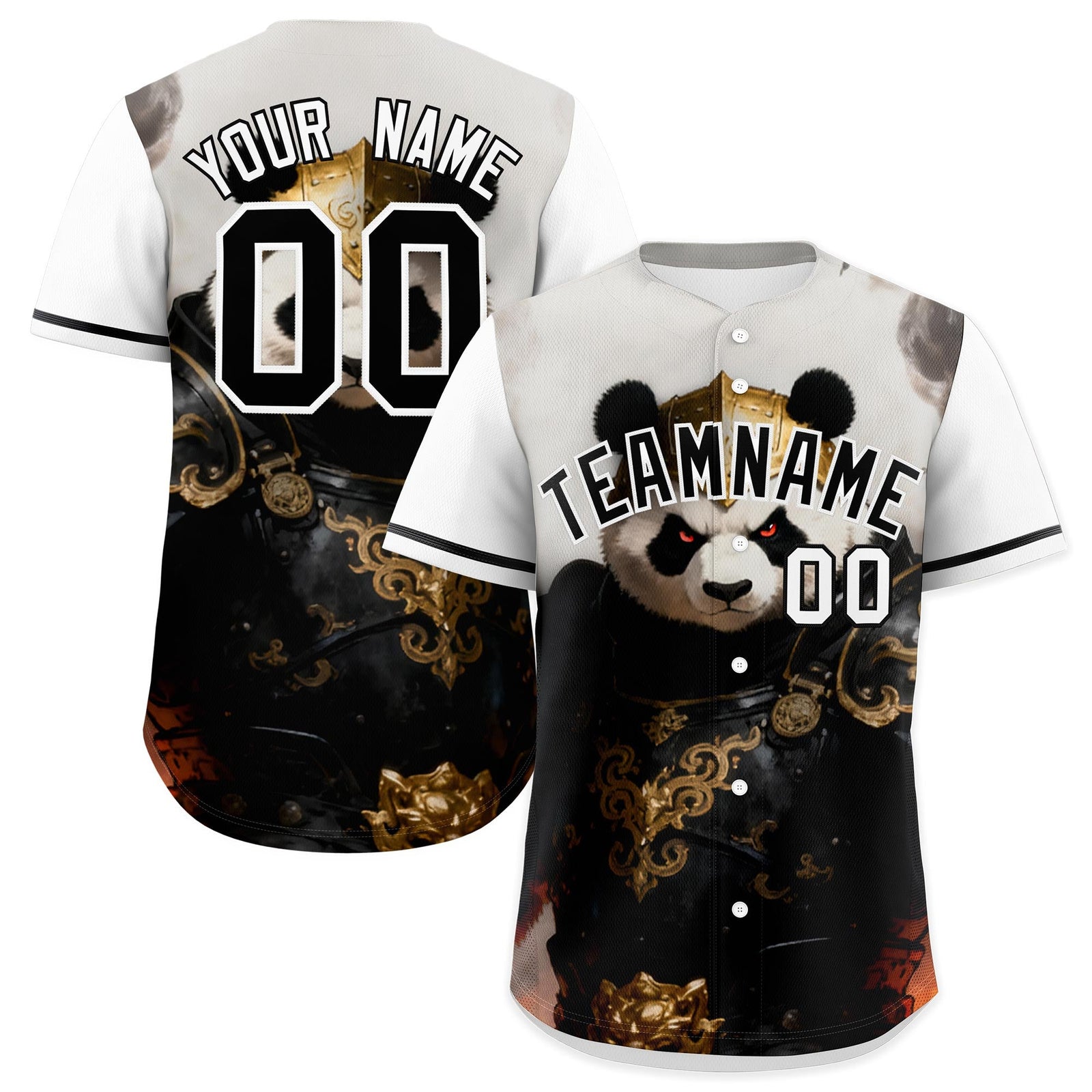 Custom White Black Panda Animal Series Personalization Graffiti Pattern Baseball Jersey| KXKSHOP