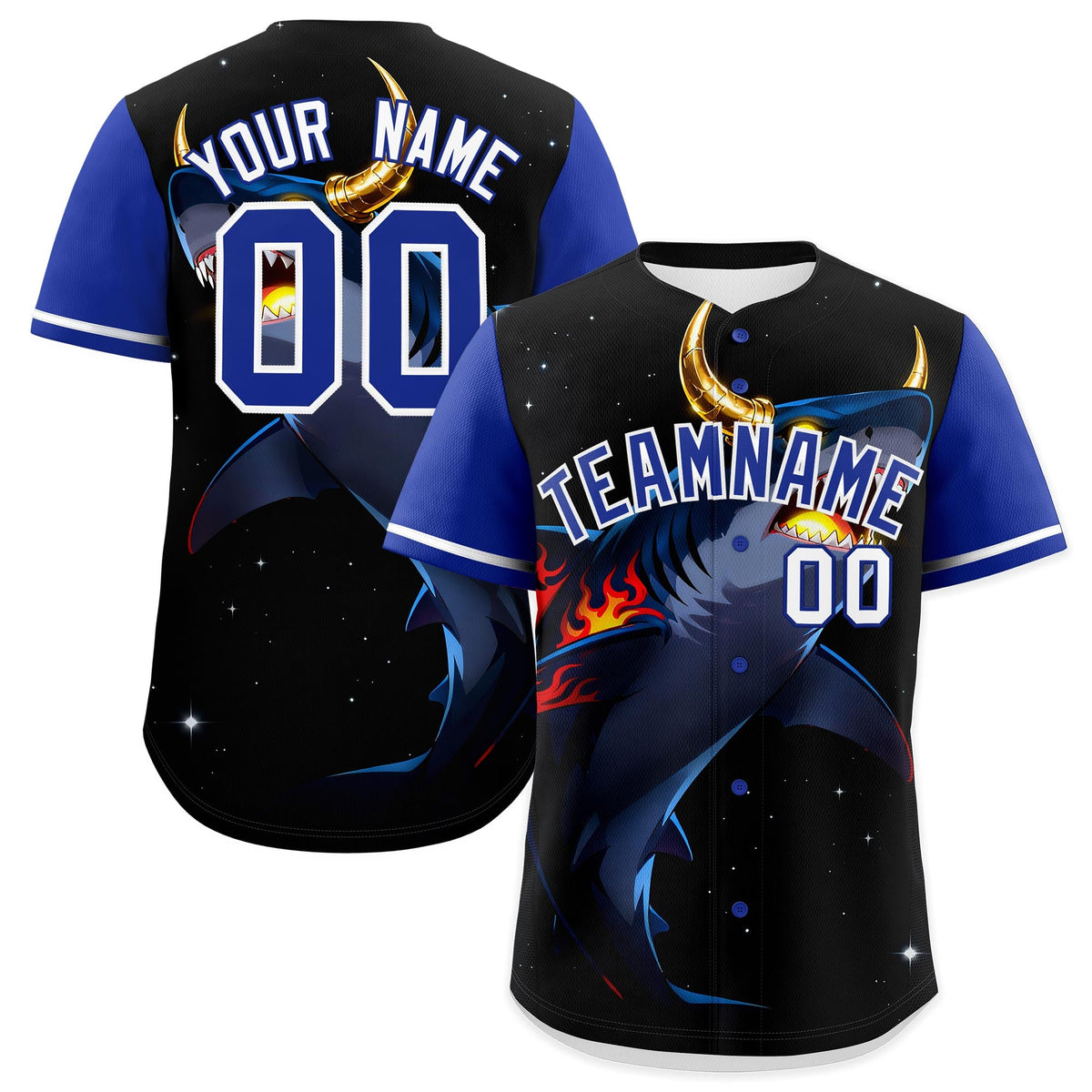 Custom Royal Blue White Animal Series Personalization Graffiti Pattern Baseball Jersey| KXKSHOP