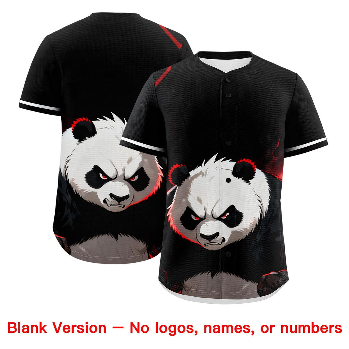 Custom Black White Red Panda Animal Series Personalization Graffiti Pattern Baseball Jersey| KXKSHOP