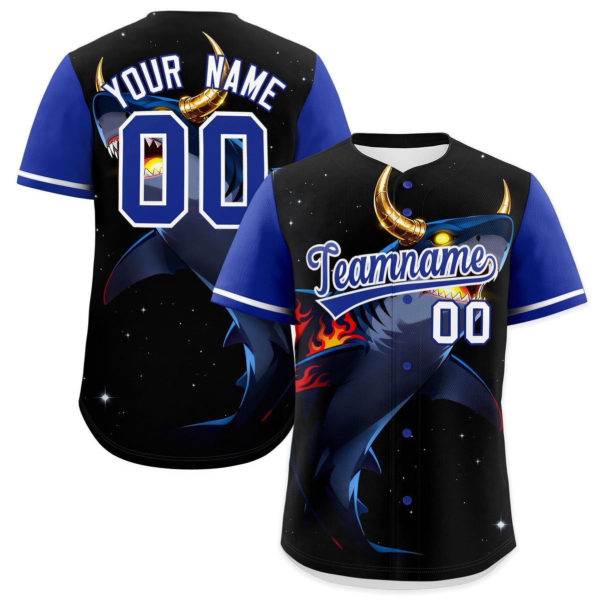 Custom Royal Blue White Animal Series Personalization Graffiti Pattern Baseball Jersey| KXKSHOP