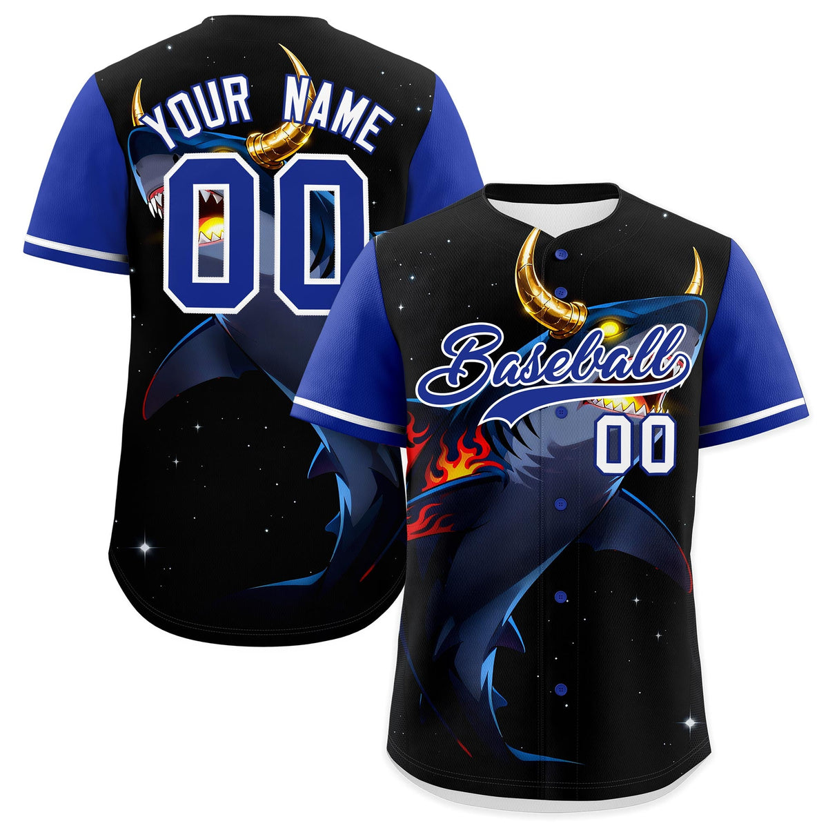 Custom Royal Blue White Animal Series Personalization Graffiti Pattern Baseball Jersey| KXKSHOP