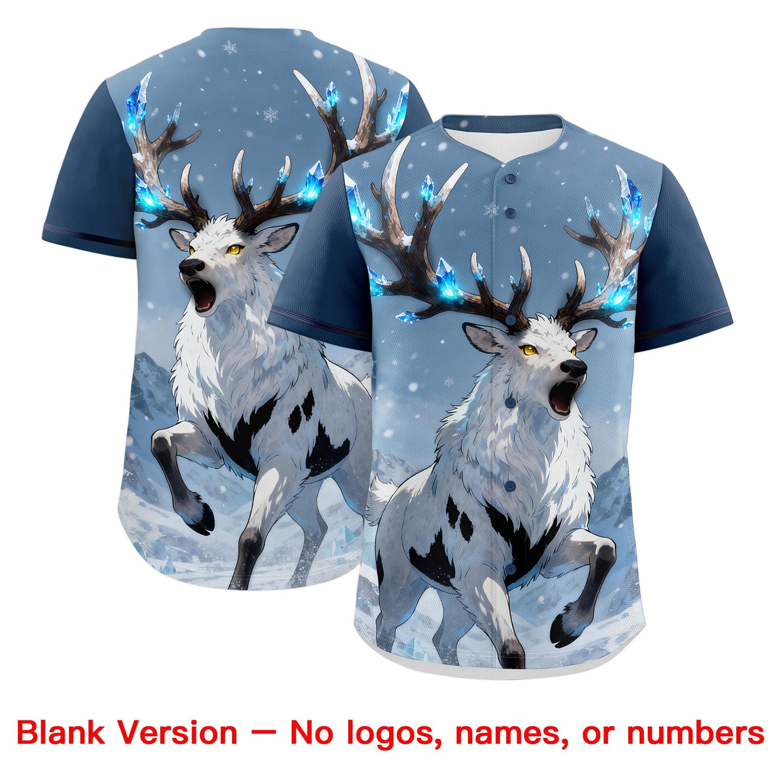 Custom Midnight Blue Navy White Deer Animal Series Personalization Graffiti Pattern Baseball Jersey| KXKSHOP