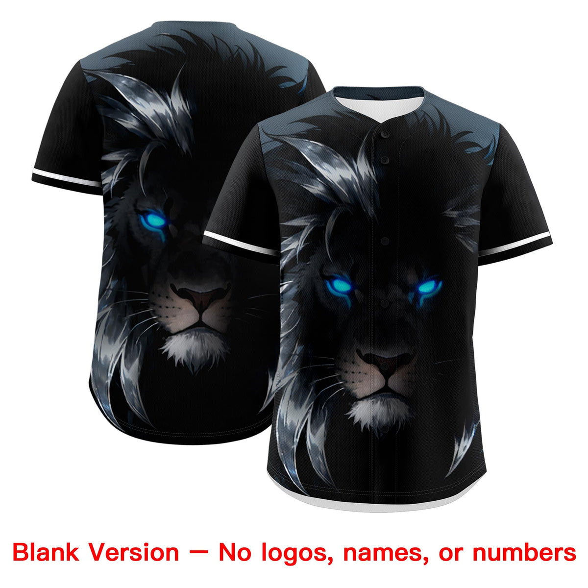 Custom Black Powder Blue White Lion Animal Series Personalization Graffiti Pattern Baseball Jersey| KXKSHOP