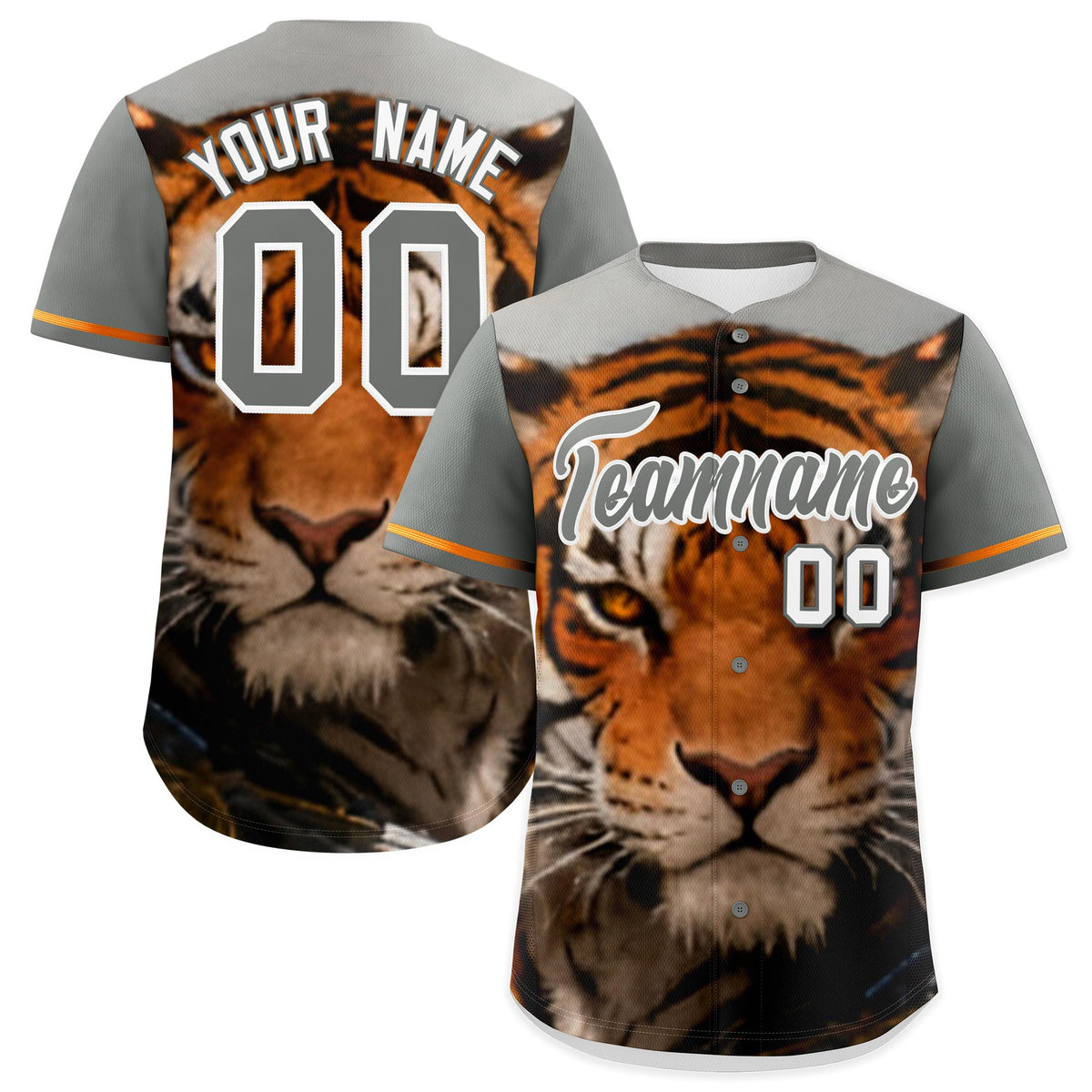 Custom Gray White Tiger Animal Series Personalization Graffiti Pattern Baseball Jersey| KXKSHOP