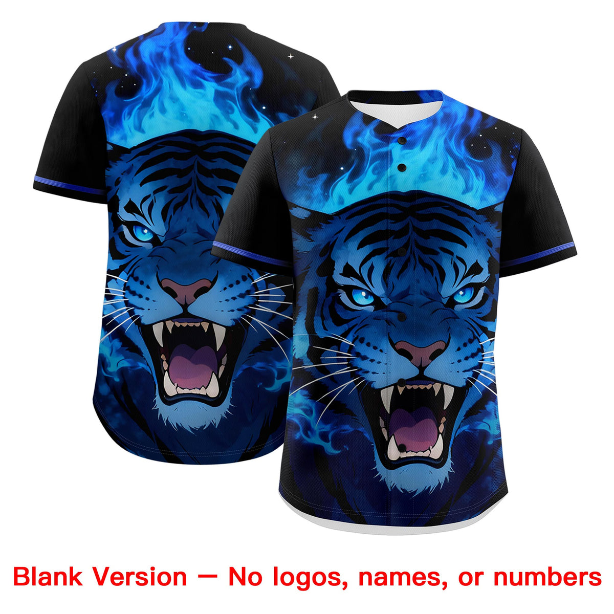 Custom Black Royal Blue White Tiger Animal Series Personalization Graffiti Pattern Baseball Jersey| KXKSHOP