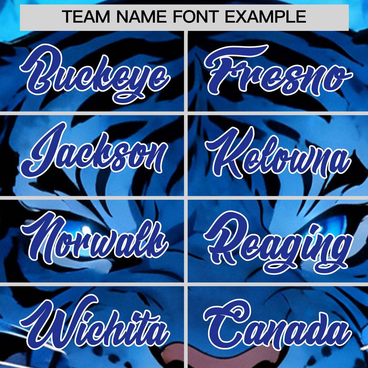 Custom Black Royal Blue White Tiger Animal Series Personalization Graffiti Pattern Baseball Jersey| KXKSHOP