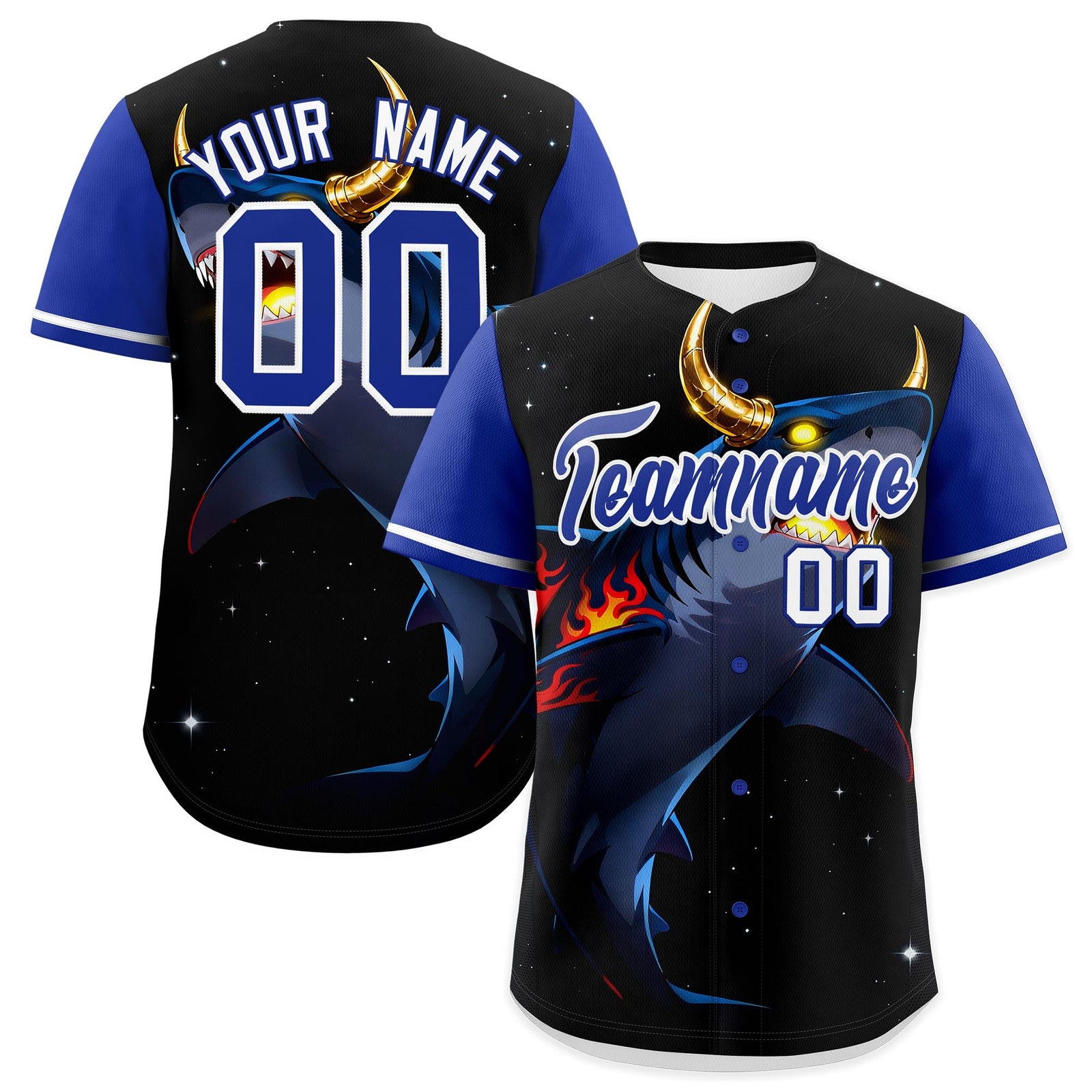 Custom Royal Blue White Animal Series Personalization Graffiti Pattern Baseball Jersey| KXKSHOP