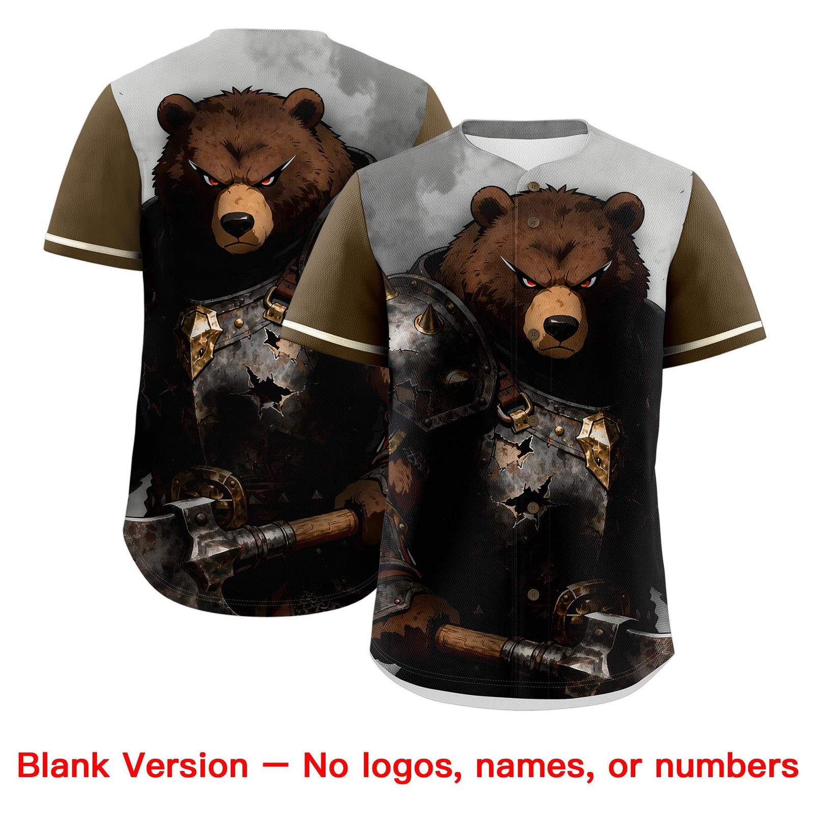 Custom Light Brown Cream Bear Animal Series Personalization Graffiti Pattern Baseball Jersey| KXKSHOP