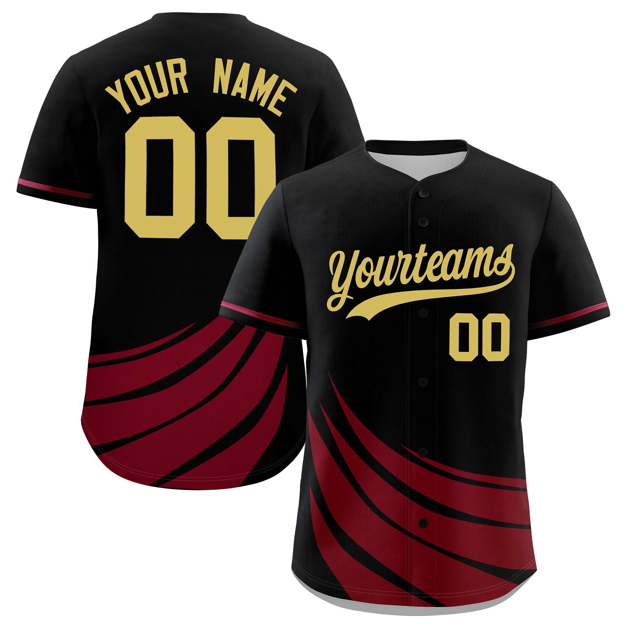 Custom Black Crimson Wind Mark Graffiti Pattern Authentic Baseball Jersey