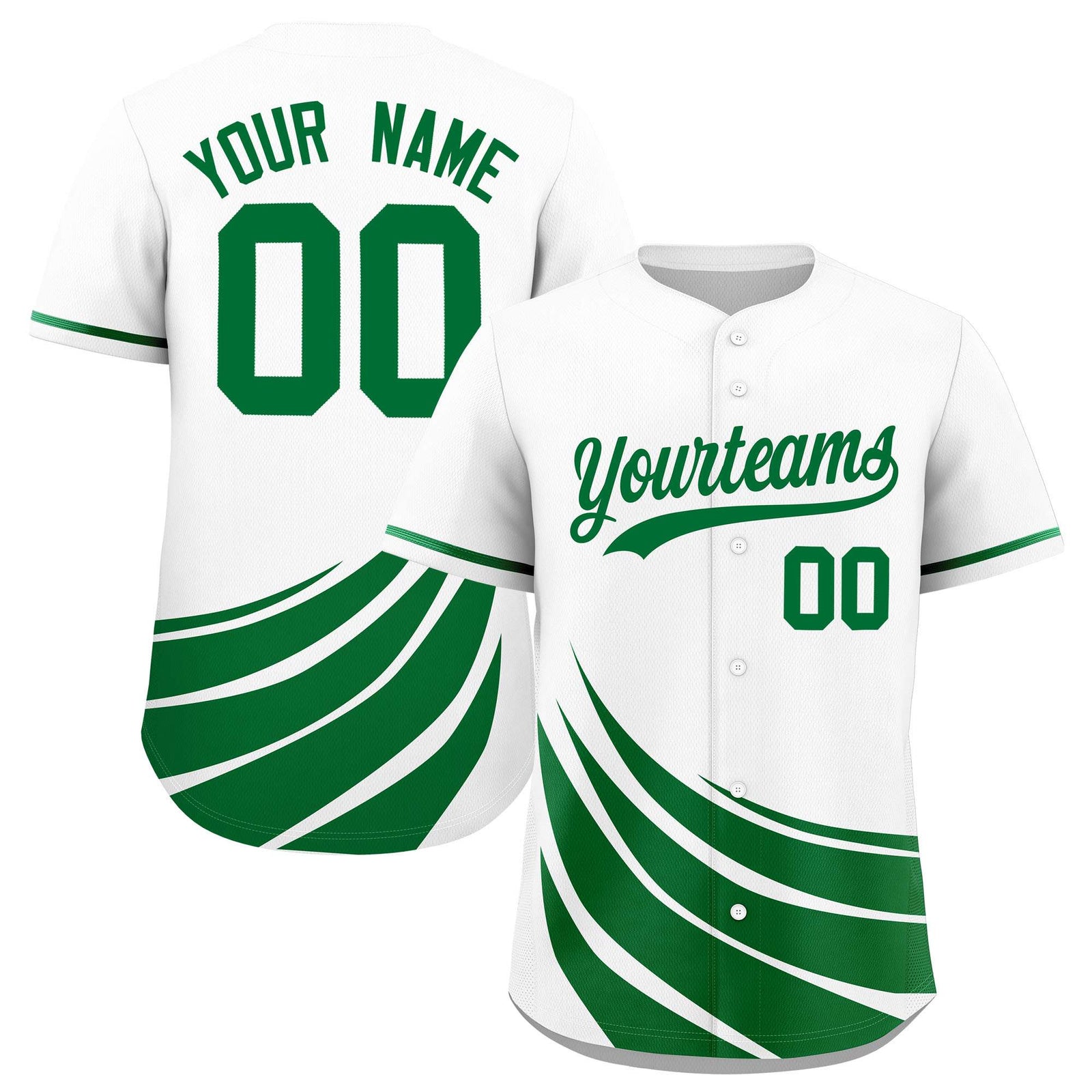 Custom White Kelly Green Wind Mark Graffiti Pattern Authentic Baseball Jersey