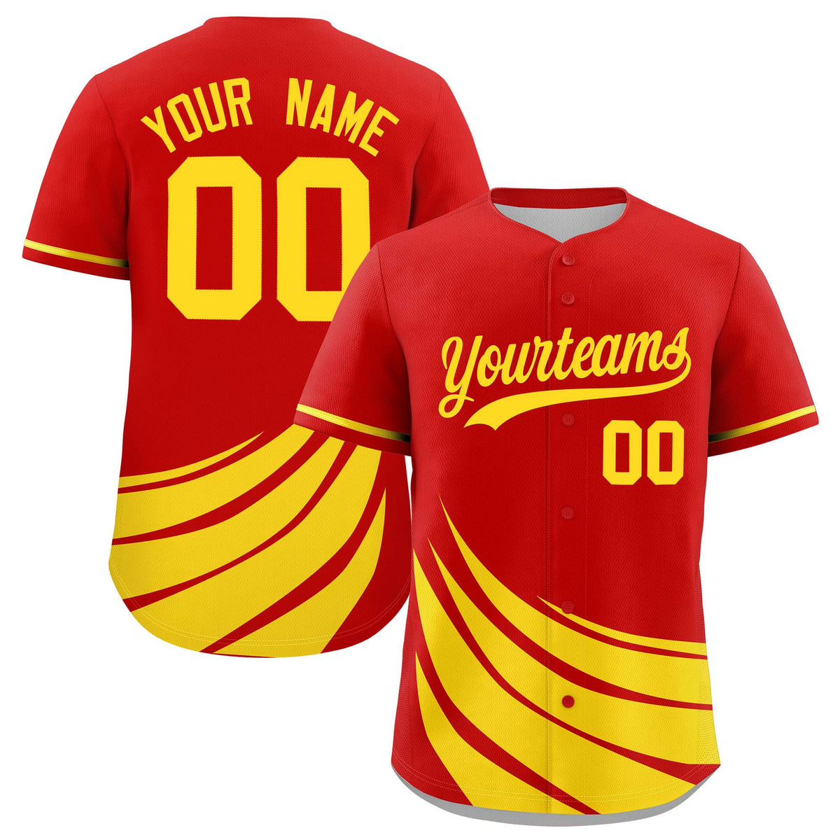 Custom Red Yellow Wind Mark Graffiti Pattern Authentic Baseball Jersey