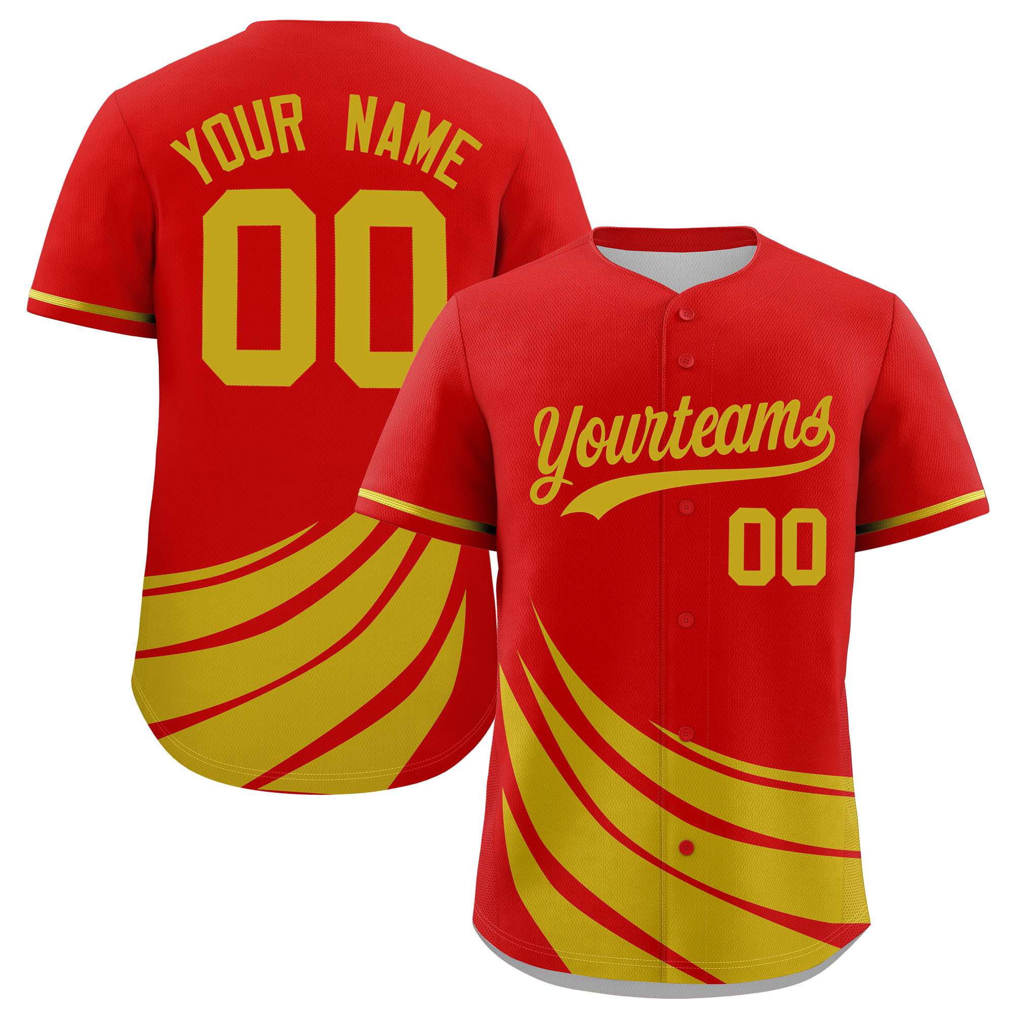 Custom Red Old Gold Wind Mark Graffiti Pattern Authentic Baseball Jersey
