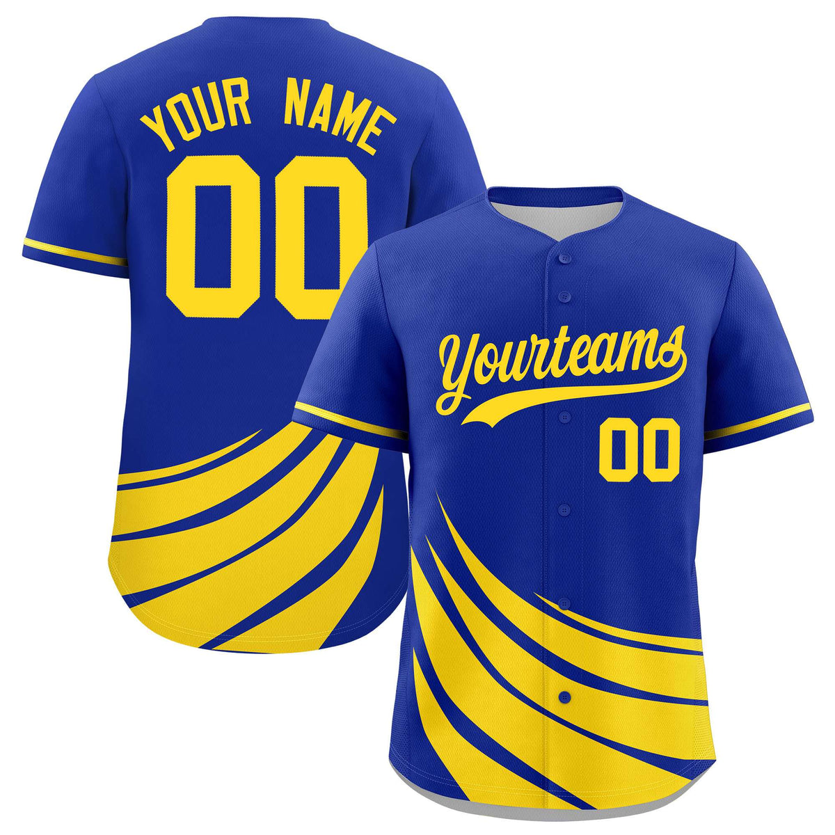 Custom Royal Yellow Wind Mark Graffiti Pattern Authentic Baseball Jersey