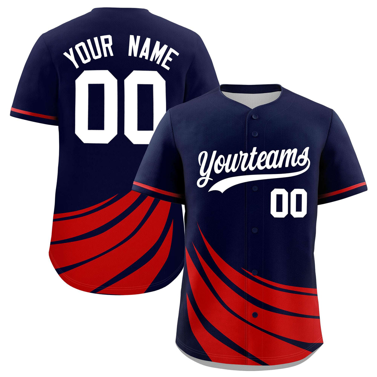 Custom Navy Red Wind Mark Graffiti Pattern Authentic Baseball Jersey
