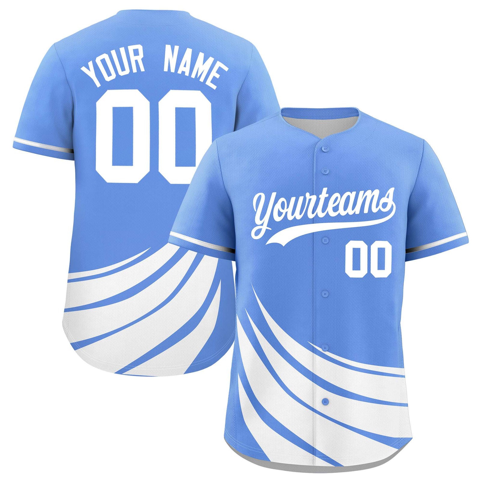 Custom Light Blue White Wind Mark Graffiti Pattern Authentic Baseball Jersey