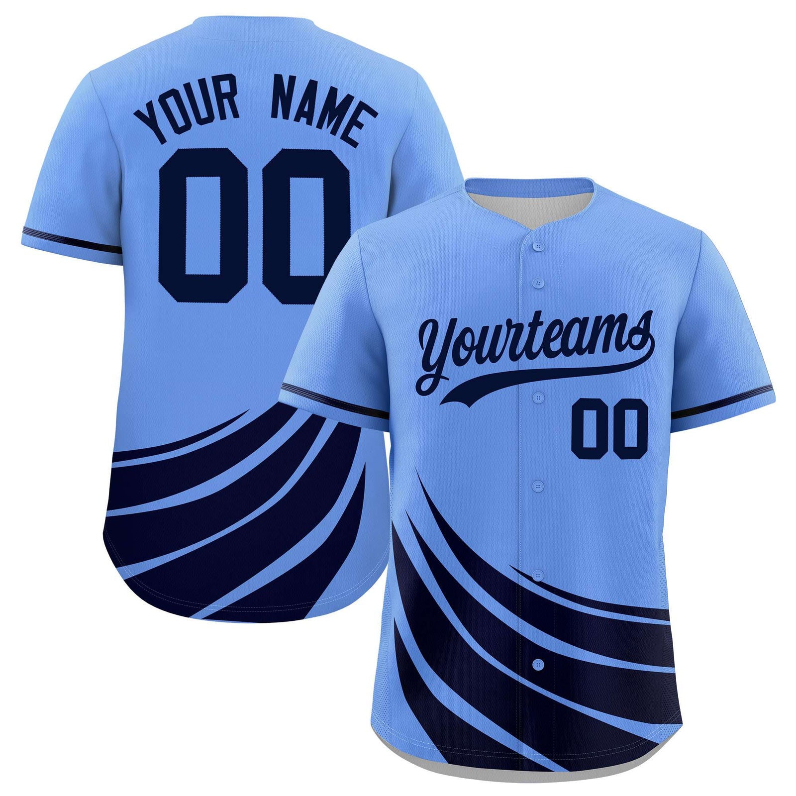 Custom Light Blue Navy Wind Mark Graffiti Pattern Authentic Baseball Jersey