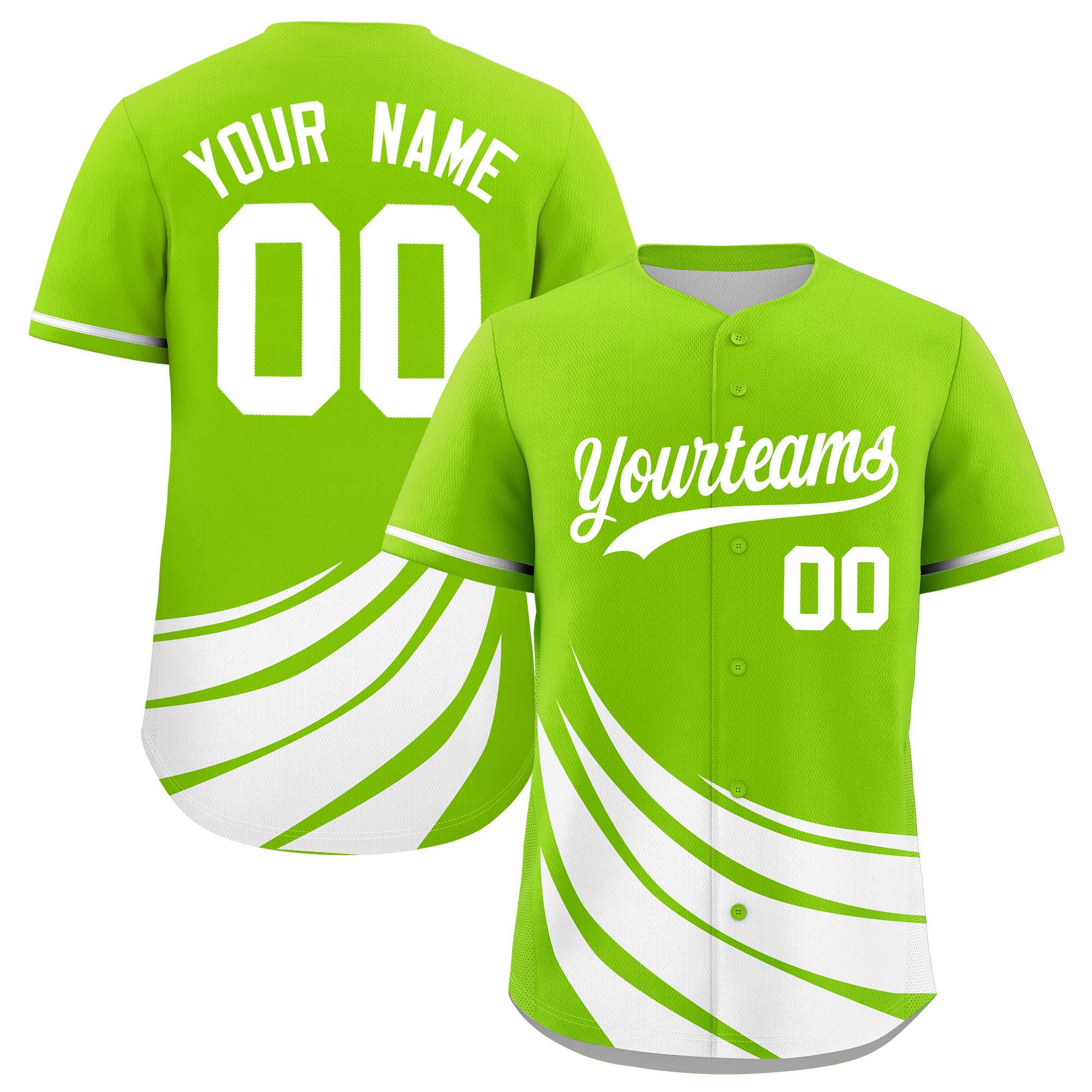 Custom Neon Green White Wind Mark Graffiti Pattern Authentic Baseball Jersey