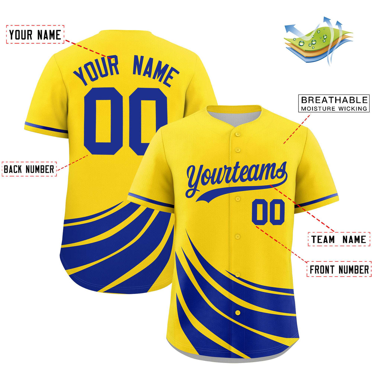 Custom Yellow Royal Wind Mark Graffiti Pattern Authentic Baseball Jersey