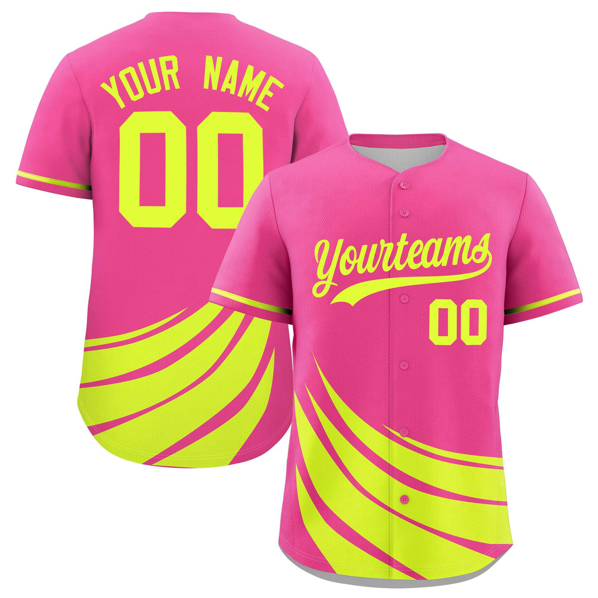 Custom Pink Fluorescent Green Wind Mark Graffiti Pattern Authentic Baseball Jersey